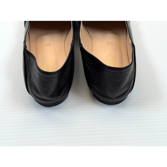 Bianca Di Italy Leather Loafers Women 39 Flats Square Toe Comfort Flats Black - Picture 5 of 9